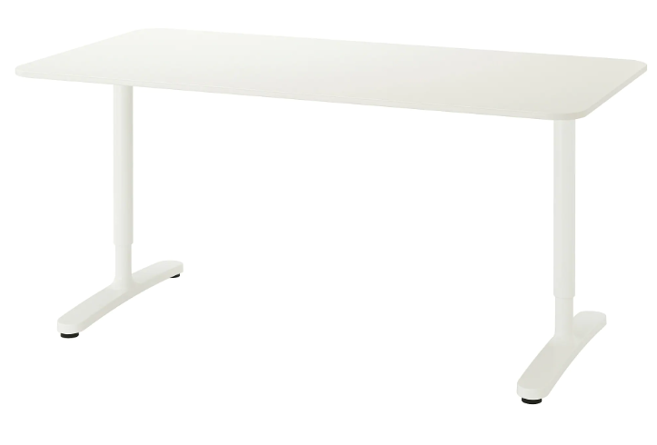 Великий білий стіл 160 см із регульованими ніжками за висотою (65 — 85 см)