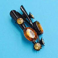 Шпильки для волосся стріли 6 шт чорний метал кольорові стрази