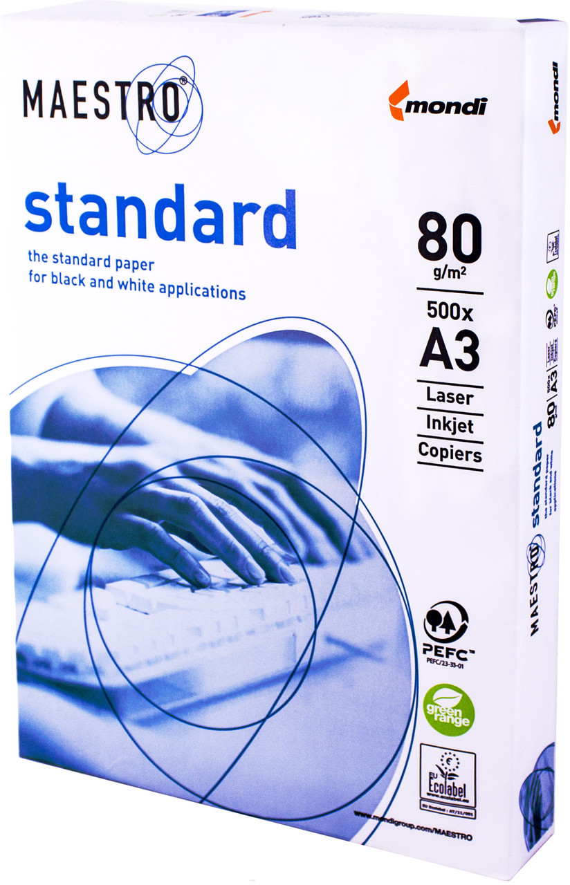 Папір офісний А3, Mаestro Standart+, клас B, 80 г/м2, 500 л, Mondi