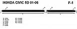 Молдинги на двері для Honda Civic Mk7 5Dr Hatchback 2000-2005, фото 3