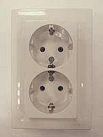 Розетка подвійна із заземленням Asfora Schneider Electric кремовая