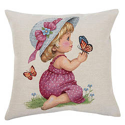 Наволочка гобеленова декоративна Дівчинка 45х45 см