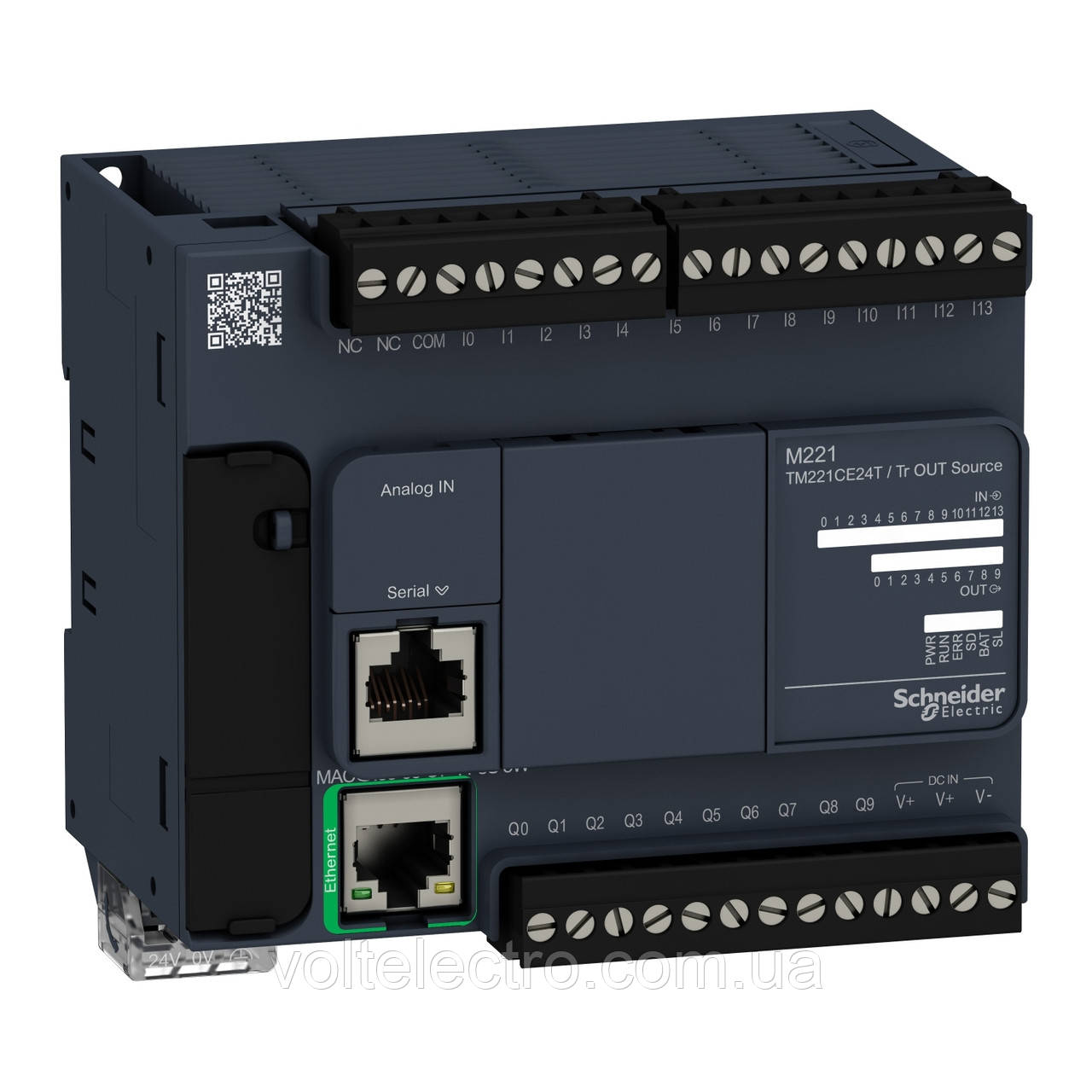 Логічний контролер Modicon M221-24IO 14 + 2 AI (0-10В) 10T транзист джерело Ethernet 24В, фото 1