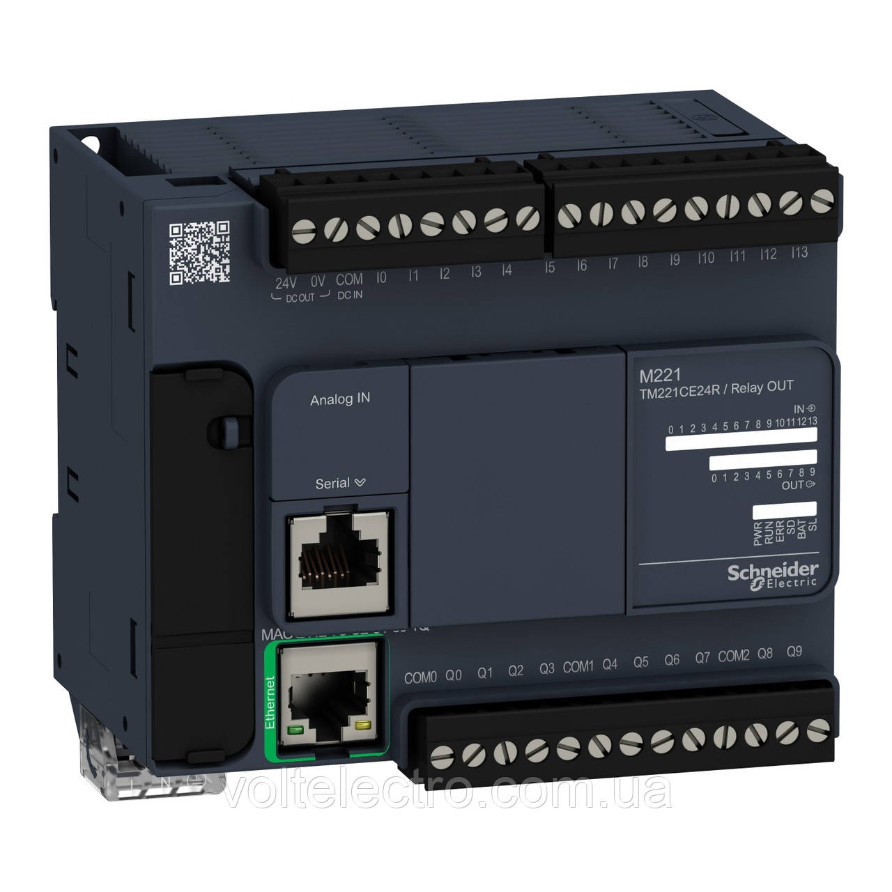 Логічний контролер M221-24IO 14DI/10RO+2AI (0-10В) RS485 + Ethernet 100 ... 240В змінного струму, фото 1