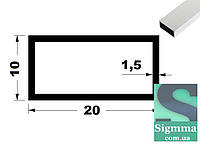 Труба 20 *10*1,5 бп прямоугольная алюминиевая
