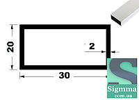 Труба 30 *20*2 анод прямоугольная алюминиевая