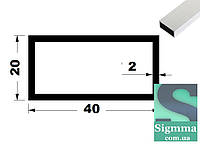 Труба 40 *20*2 бп прямоугольная алюминиевая
