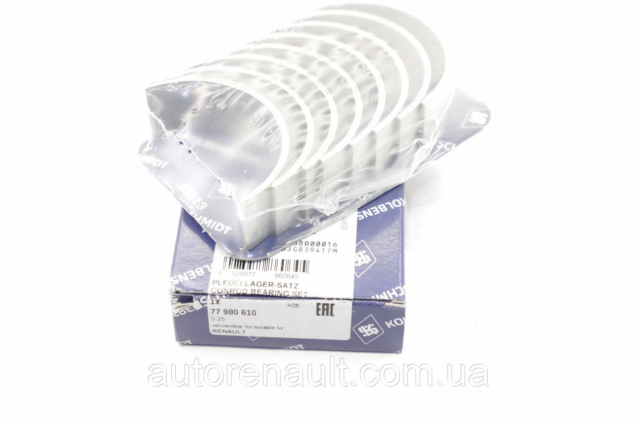 Вкладиші шатунні на Рено Мастер2.2/2.5 dCi - групи kolbenschmidt(Німеччина) -77980610 [+0.25], фото 1
