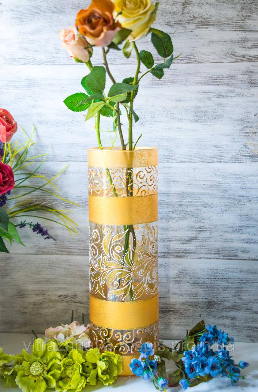 Купить Напольная ваза стеклянная цилиндр Золото, цена 1800 грн — Prom ...