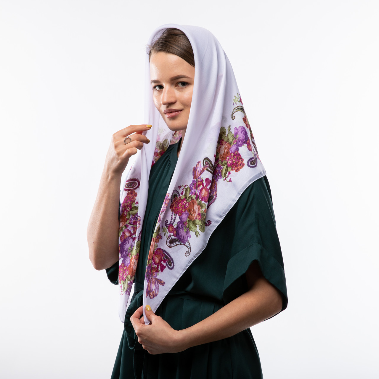 Бавовняна хустка 90х90см Біла 1413858609, фото 1