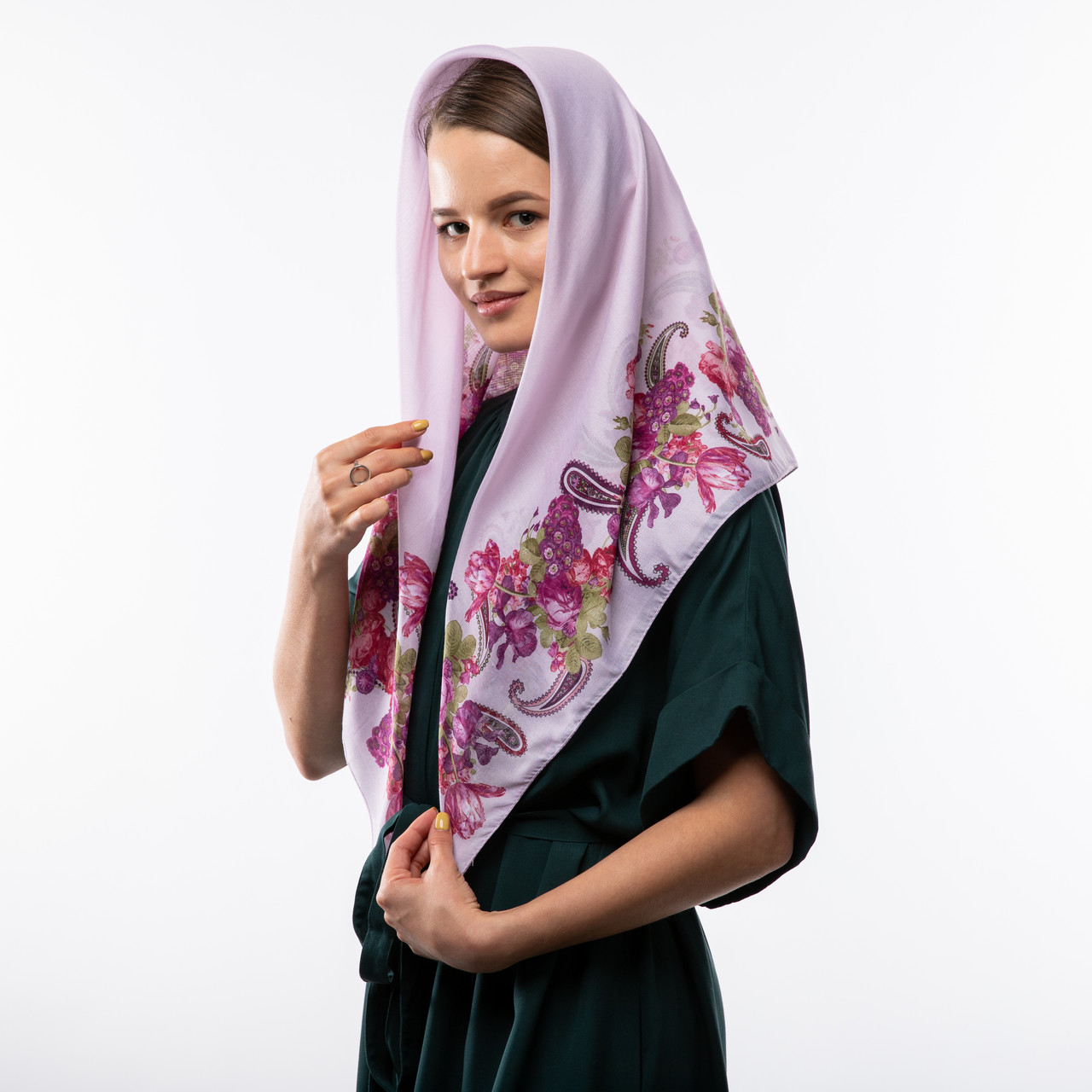 Бавовняна хустка 90х90см Блідо-бузкова 1413858610, фото 1