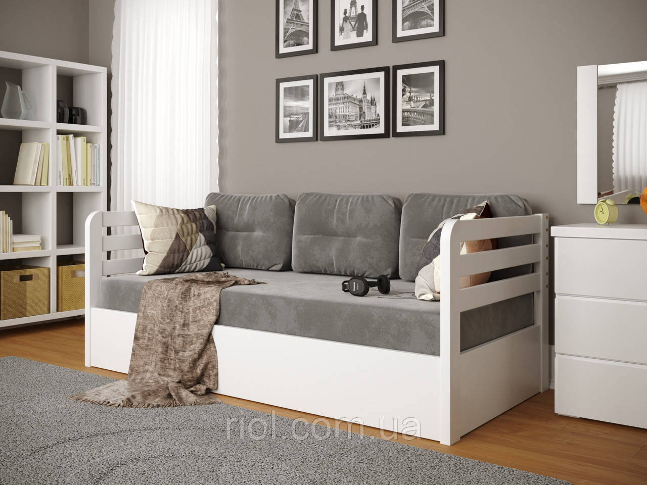 Дитяче дерев'яне ліжко Немо люкс з підйомним механізмом, фото 1