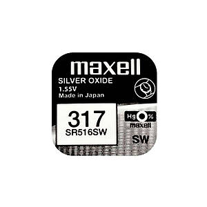 Годинникова батарейка 317 / SR 516 SW Maxell Silver Oxide (1.55v) 1шт.