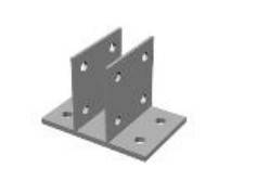 П'ятка опорна на 4 отвори Сталь, S235JR, Цинкове покриття 70 мкм, фото 1