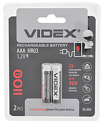 Акумулятор Videx Ni-MH HR03/AAA 1100 mAh double blister (2 шт) (4208)