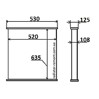 Серцевина радіатора 635x520x108 мм.