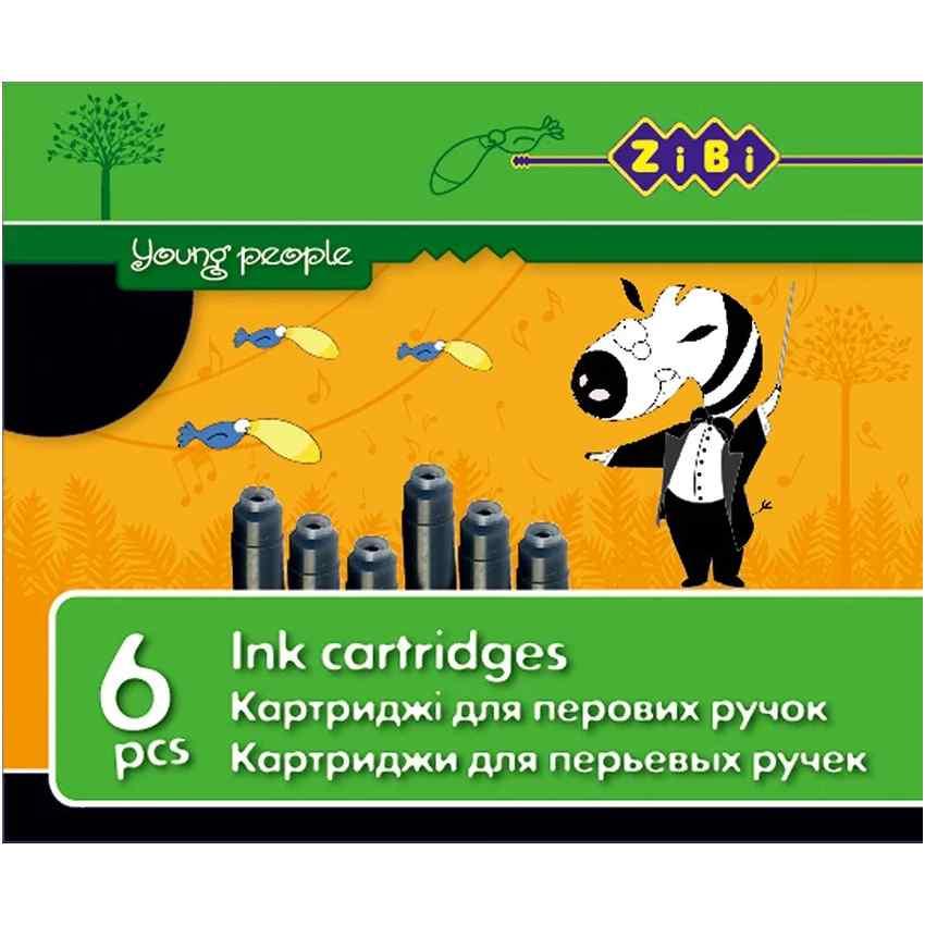 Набір капсул з чорнилом ZiBi Kids line чорний 6 шт (ZB.2272-02), фото 1