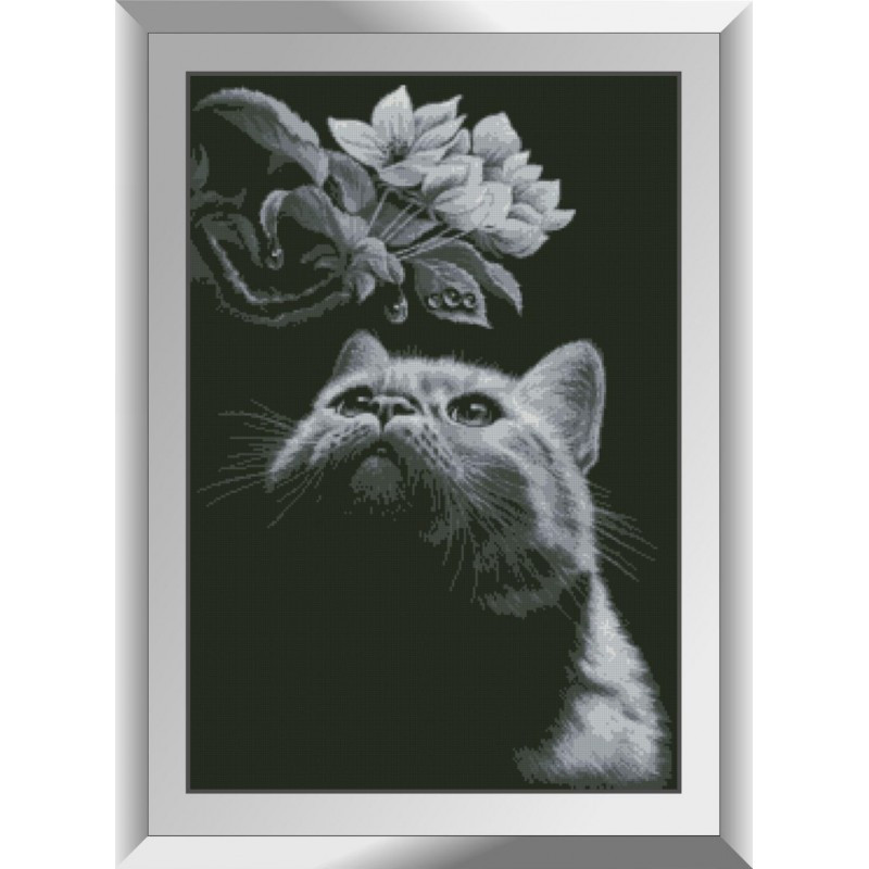 Алмазна мозаїка Кіт з магнолією Dream Art 31551 (52 x 76 см), фото 1