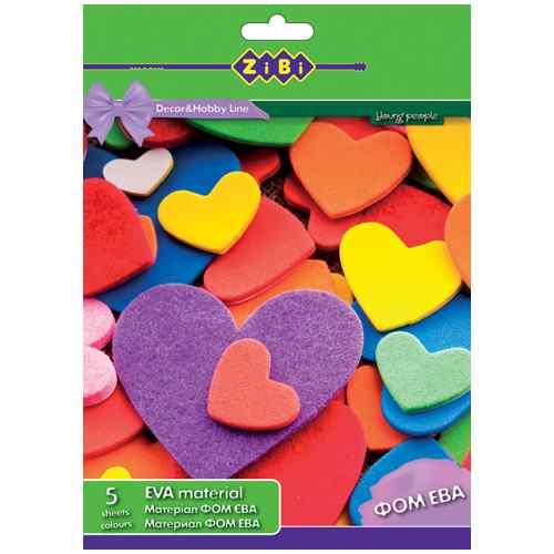 Набір кольорового паперу Zibi А4 EVA ZiBi 5 аркушів 5 кольорів (ZB.1916), фото 1