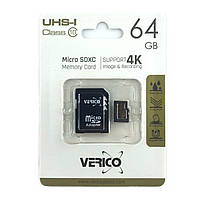 Карта пам'яті Verico MicroSD 64GB UHS-I Class 10 + SD адаптер