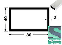 Труба 80 *40*2 анод прямоугольная алюминиевая