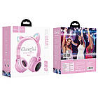 Бездротові BLUETOOTH-навушники Hoco W27 Cat Ear Grey-pink, фото 4