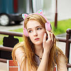 Бездротові BLUETOOTH-навушники Hoco W27 Cat Ear Grey-pink, фото 7