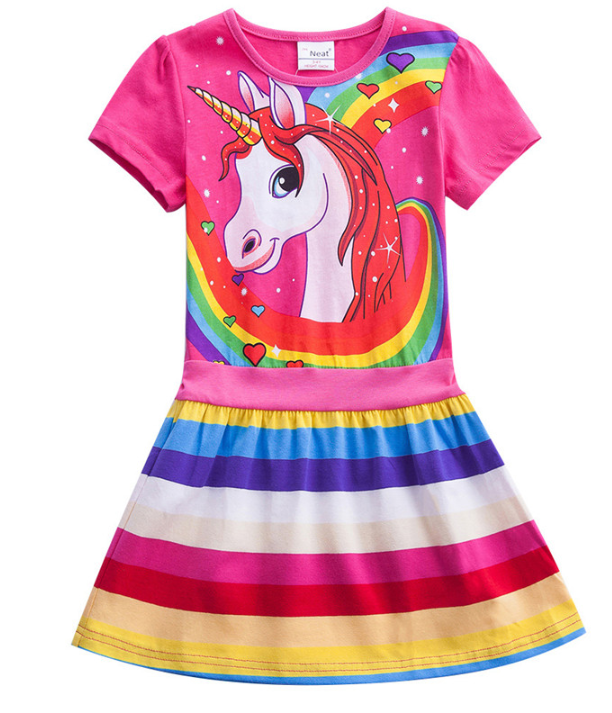 Плаття ошатне бавовна, для  девочек,  радуги и единорогаDresses for girls with rainbow and unicorn patterns