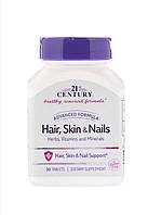 Skin nail hair 21 st century, Волосы, кожа и ногти, усовершенствованная формула, 50 таблеток