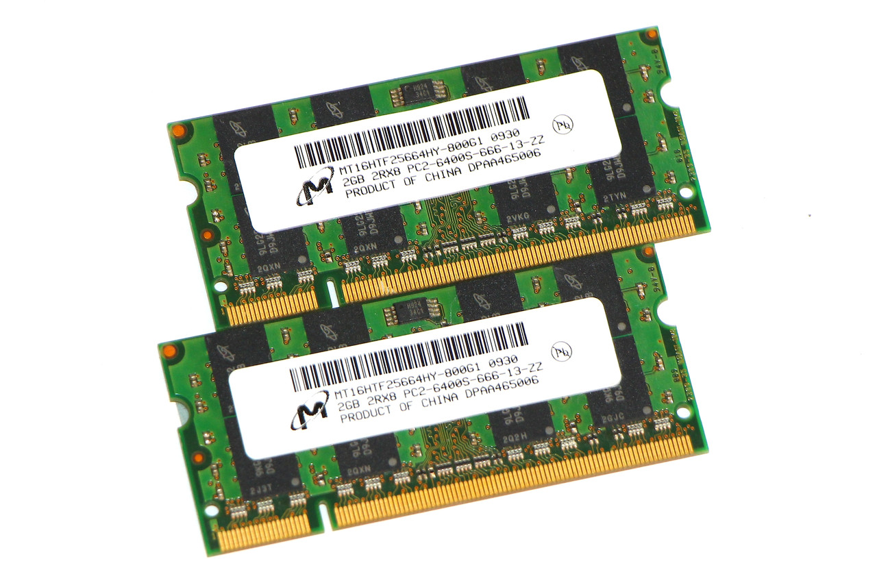 Оперативна пам'ять для ноутбука DDR2 4GB (2X2Gb) PC2-6400s 800MHz, Micron (б/у)