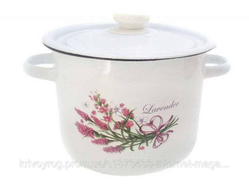 Каструля ем. 5,5л /2 циліндрична Букет лаванди бузковий (I1617/2) ТМ IDILIA, фото 1
