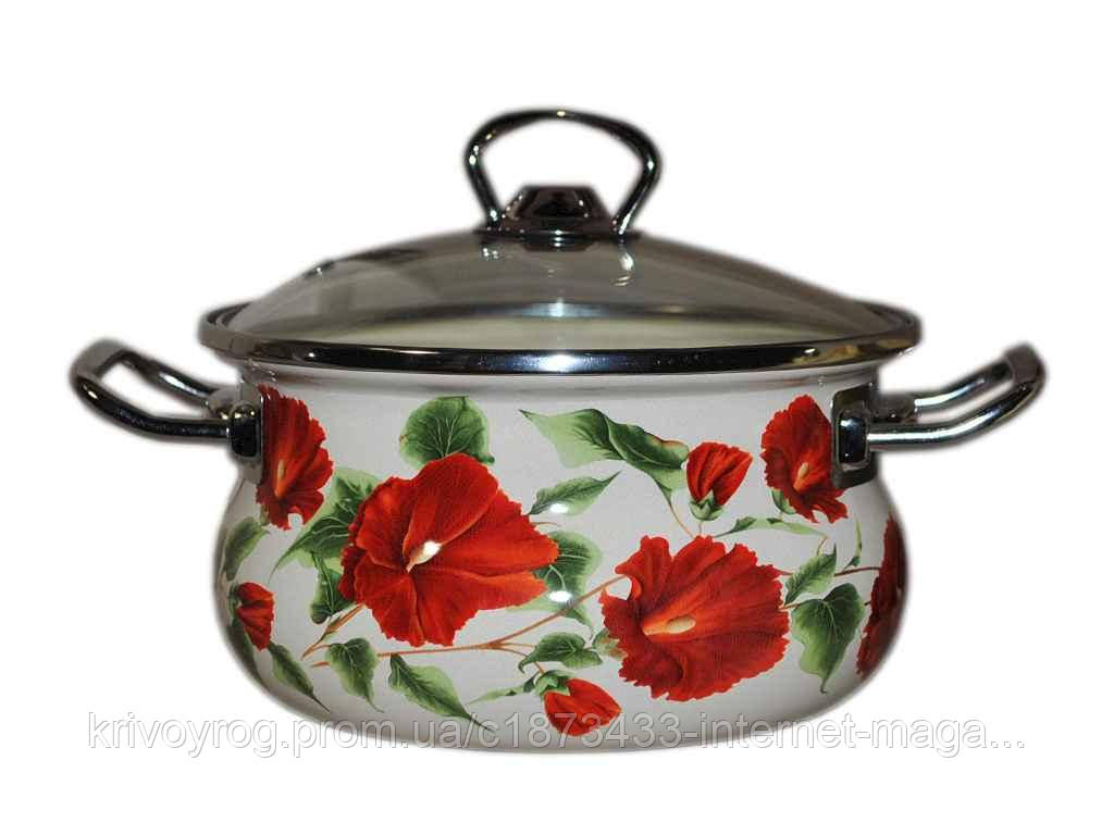 Каструля ем. 1,5л Каркаде біла (В83808) зі скл. кришкою ТМ EPOS, фото 1