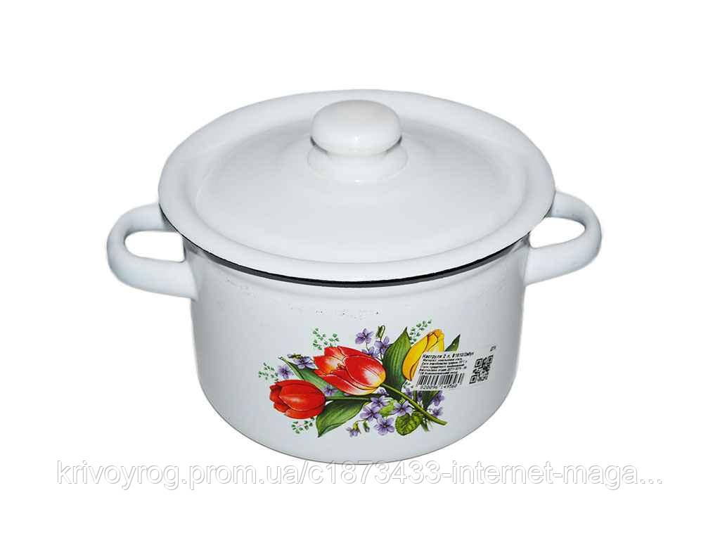 Каструля ем. 2л /2 циліндрична Весняний букет (I1610/2) ТМ IDILIA, фото 1