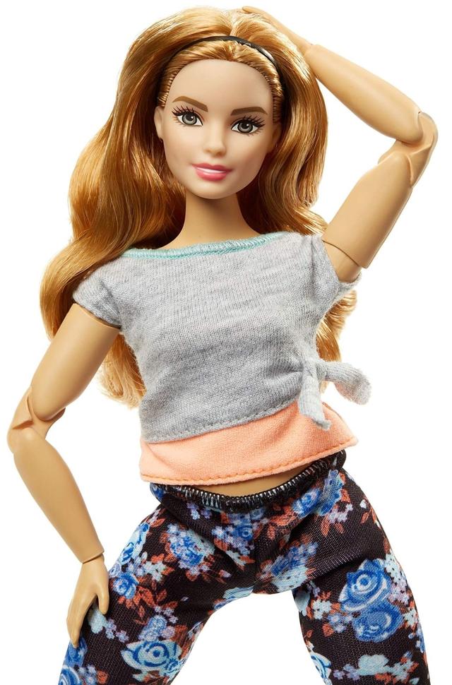 Barbie Made to Move Strawberry Blonde Peach Gray Top Curvy FTG84
