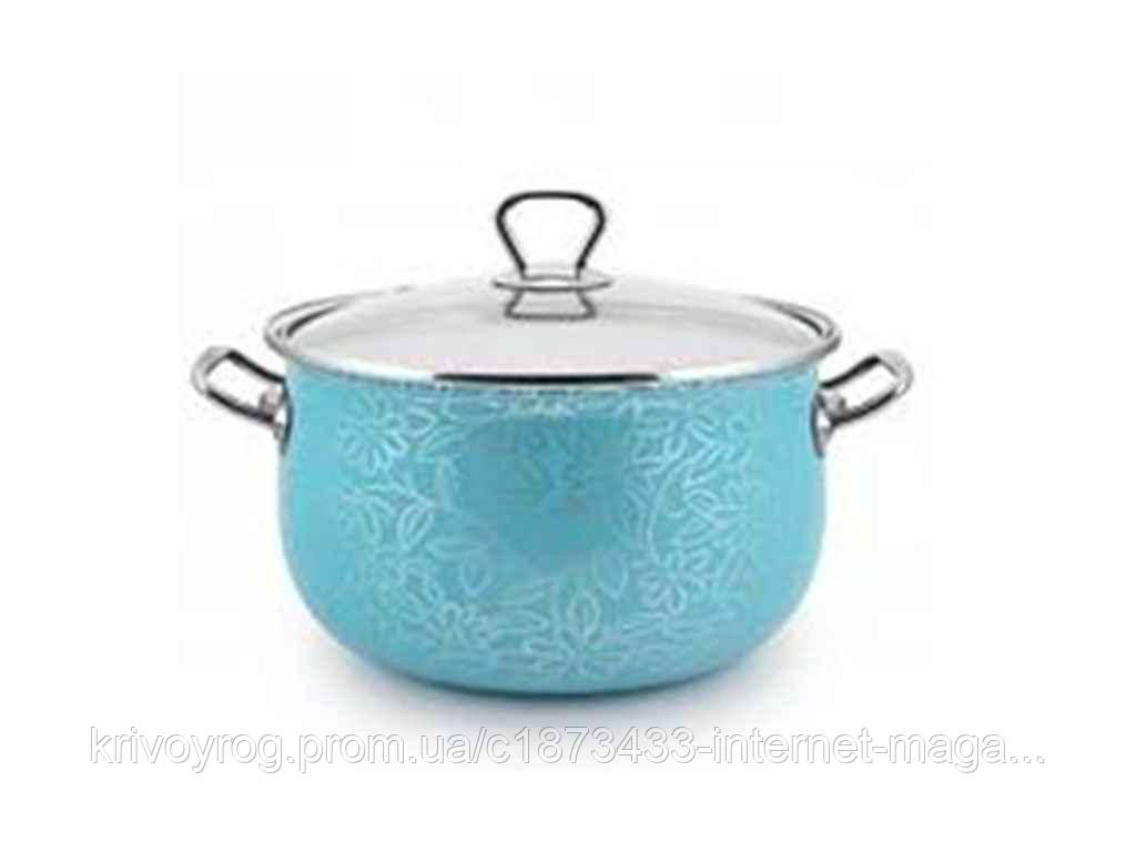 Каструля глибока 2,1л d=16 рельєф Ажур Бірюзовий 2598 (Т) 67230 ТМ INTEROS, фото 1