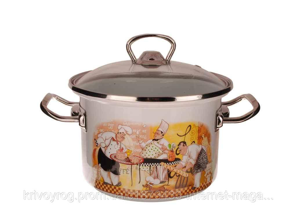 Каструля ем. 3л циліндрична Кухарський з нерж. обідком (I83112) ТМ IDILIA, фото 1