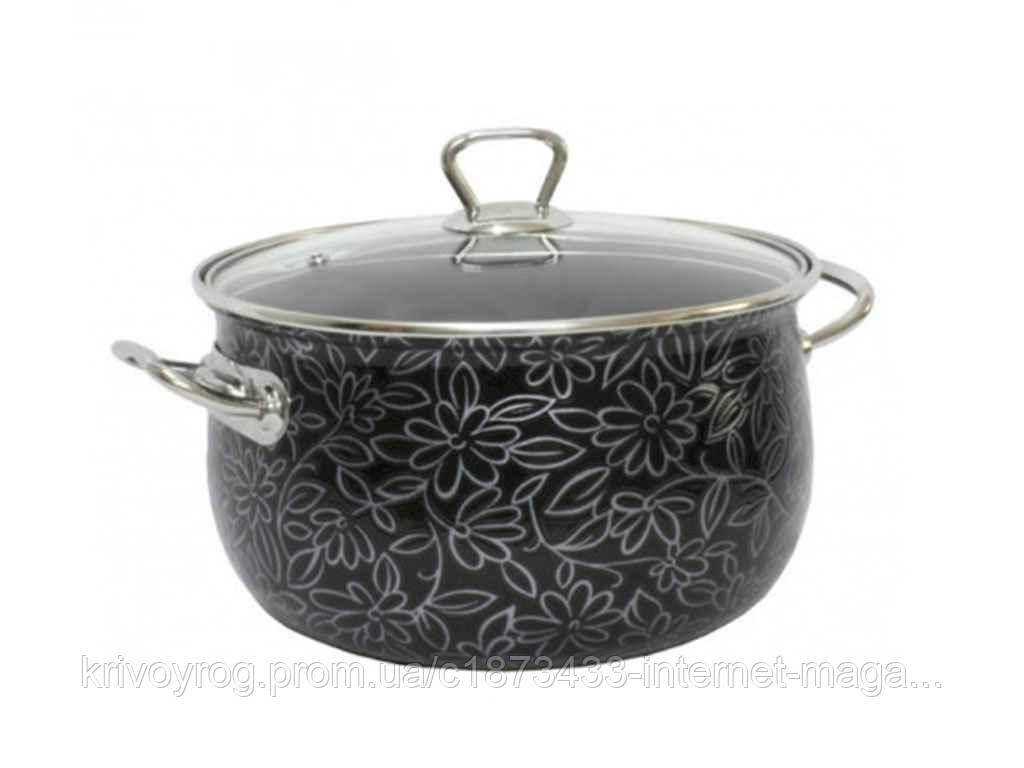 Каструля глибока 3,1л d=18 рельєф Ажур Чорний 2598 C (Т) 67213 ТМ INTEROS, фото 1