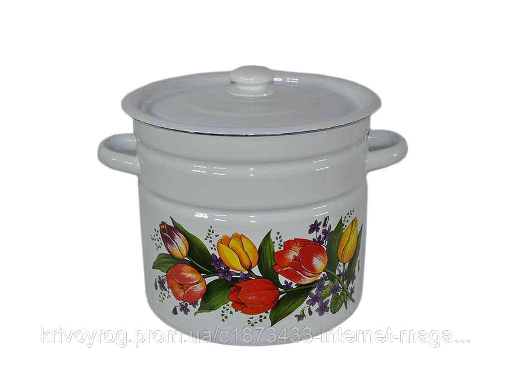 Каструля ем. 12л /2 циліндрична Весняний букет (I1624/2) ТМ IDILIA, фото 1