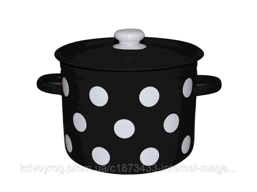 Каструля ем. 5,5л /4 циліндрична Білий горох (чорний) (I1617/4) ТМ IDILIA, фото 1