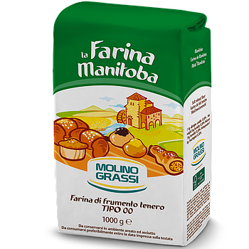 Борошно м'яких сортів пшениці MANITOBA (манітоба) ТІРО "00" Molino Grassi 1кг