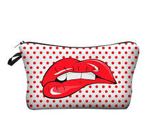 Косметичка в горох Губи 11 на 21 см біло-червоний