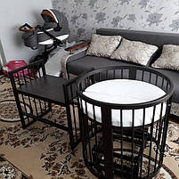 Кругле ліжко трансформер 7в1 венге з матрасиком і маятником, фото 7