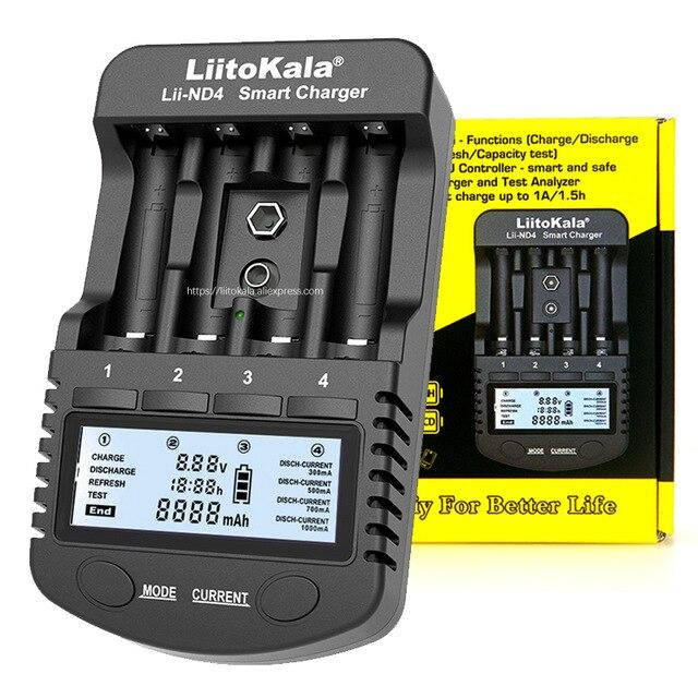 

Универсальное зарядное устройство Liitokala Lii-ND4 для аккумуляторов (Ni-Mh+220V/12V+cable,Test,LCD) Box