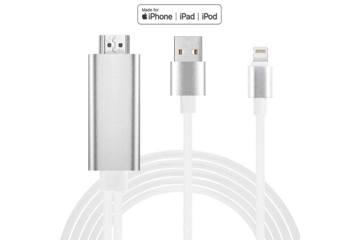 

Переходник для iPhone на HDMI адаптер для iPad на 4K HDTV для телевизора кабель с iPhone to TV 1080P для, Белый