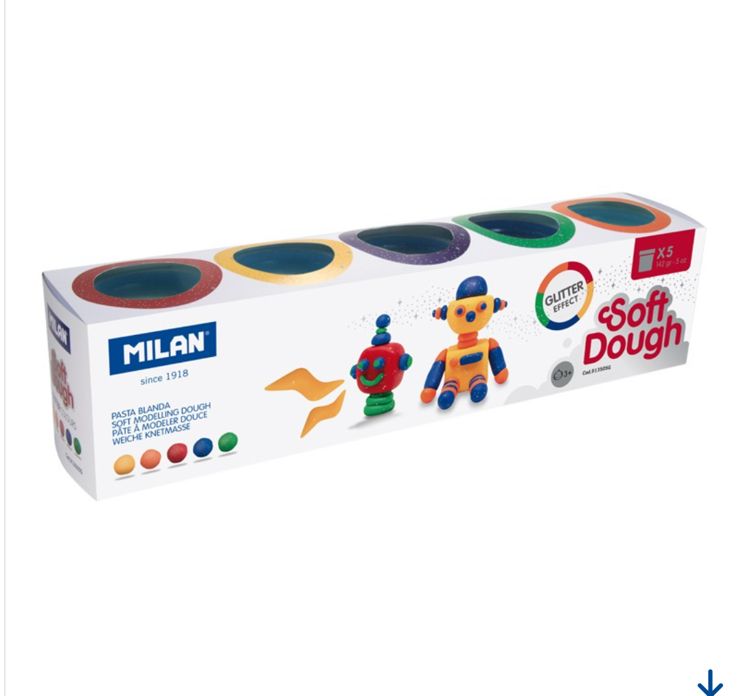 

Тісто для ліпки Soft Dough Glitter TM MILAN набір 5 кол по 142 г