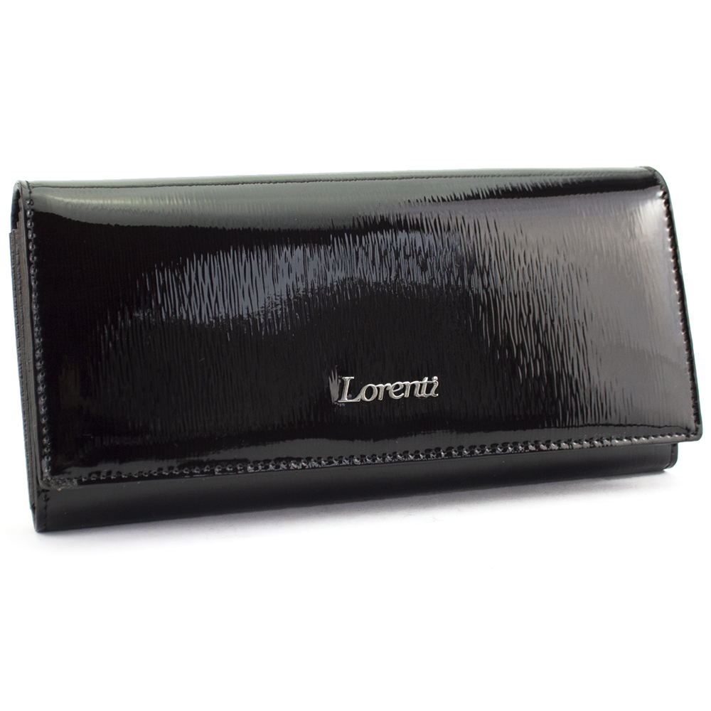 

Женский кожаный лаковый кошелек черный LORENTI 72037-SH black