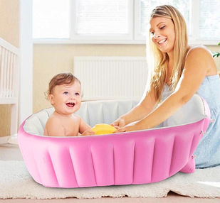 Надувна ванночка Intime Baby Bath Tub з насосом рожева