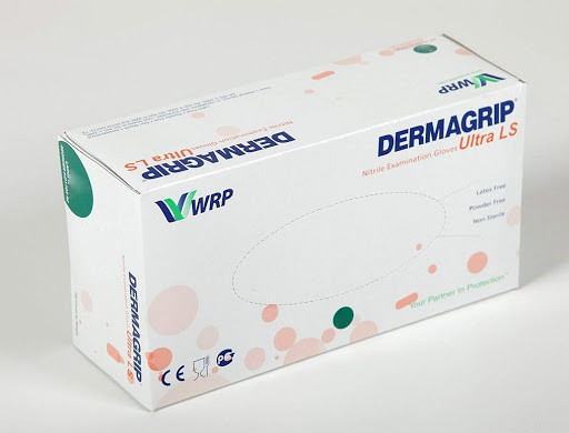 Перчатки Нитриловые WRP Dermagrip Ultra Nitrile LS Powder Free 200/180 ШТ/УП Голубые - фото 1 - id-p1188106511