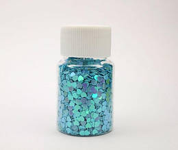 Глиттерная посипання серця в баночці, зелений перламутр