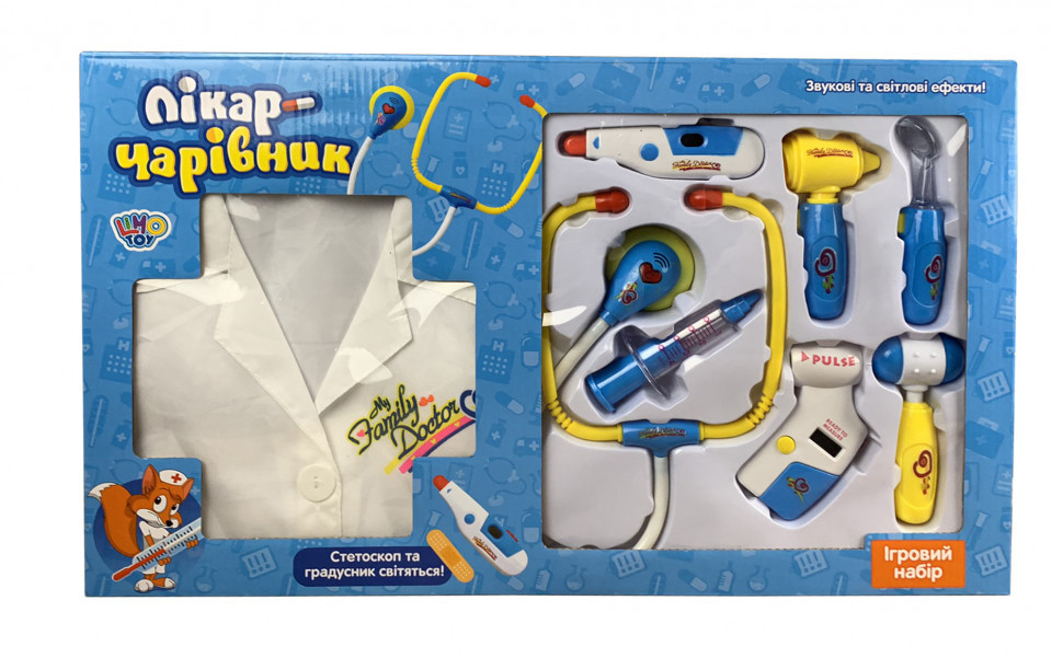 Іігровий набіір ліікаря 9911B з халатом іі іінструментами, фото 1
